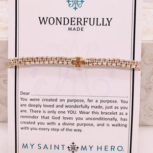 My Saint My Hero Wonderfully Made Woven Gold Bracelet